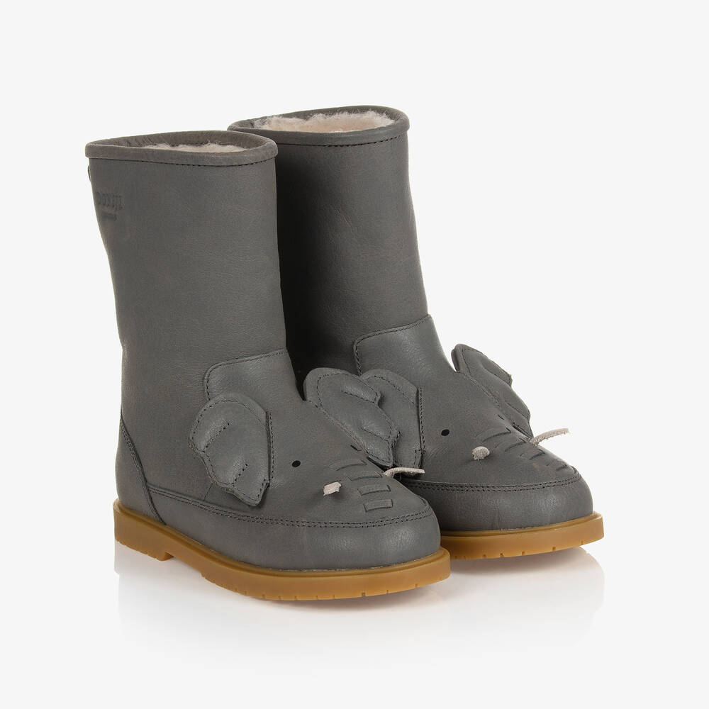 Donsje - Boys Grey Leather Boots | Childrensalon