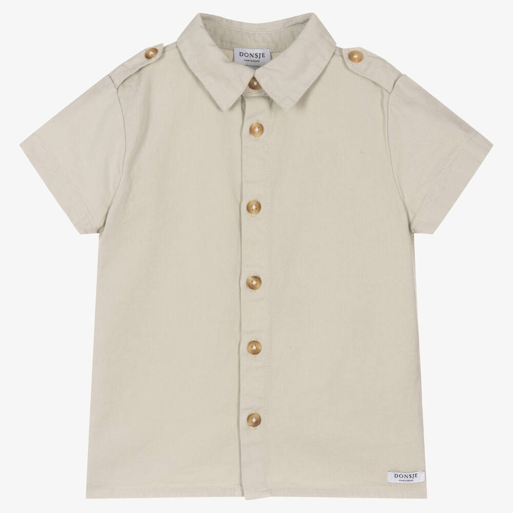 Donsje - Boys Grey Organic Cotton Shirt | Childrensalon