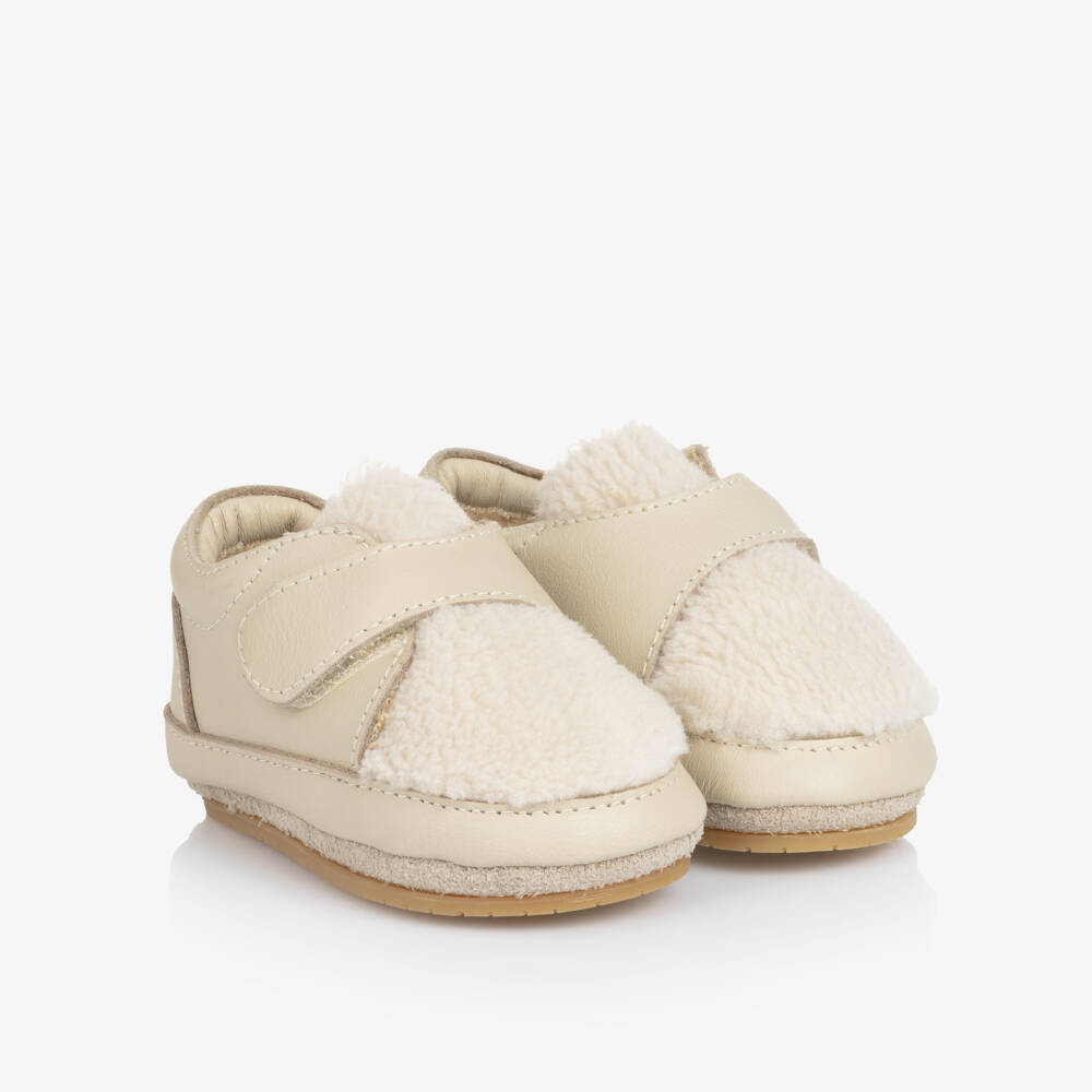 Donsje-Boys Ivory Lamb Pre Walkers | Childrensalon Outlet