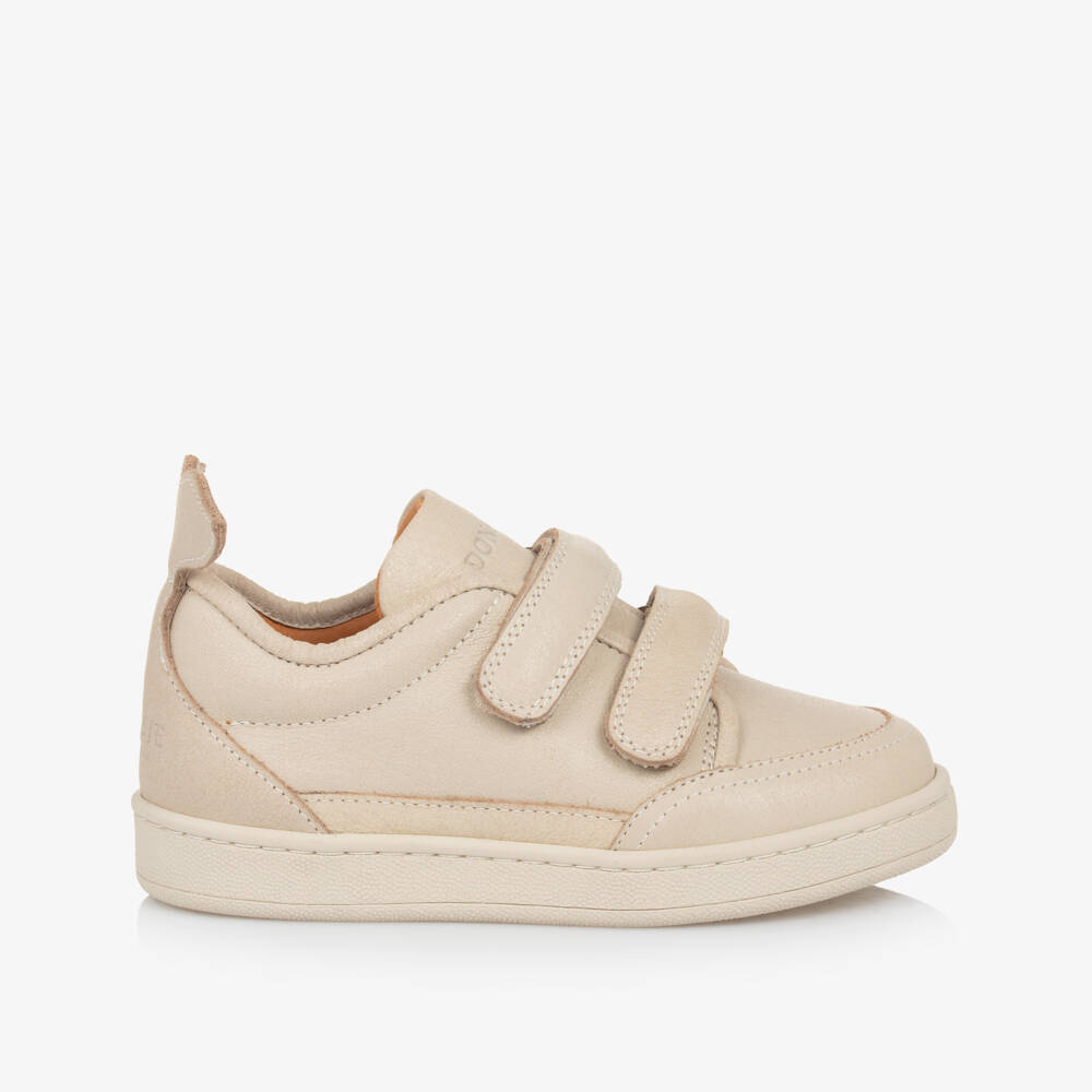 Donsje-Boys Ivory Leather Strap Sneakers | Childrensalon Outlet