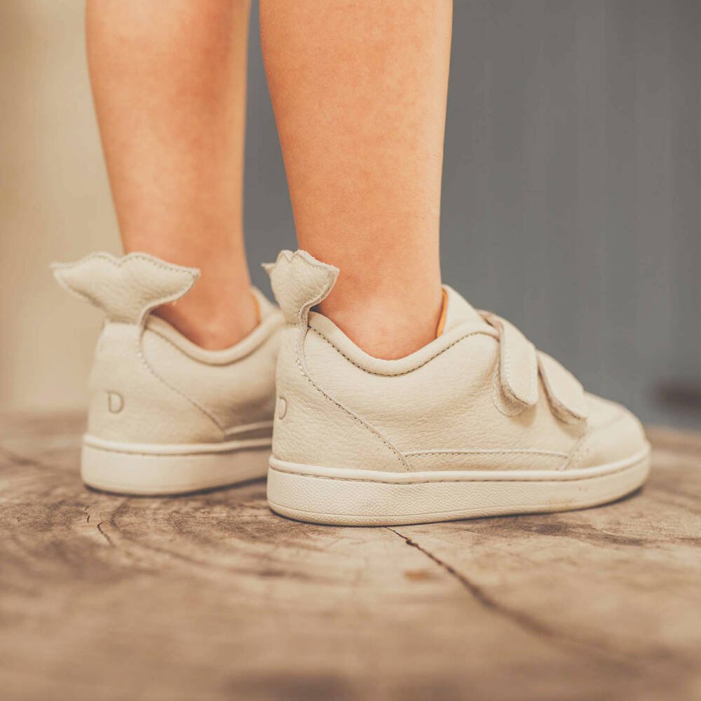 Donsje-Boys Ivory Leather Strap Sneakers | Childrensalon Outlet