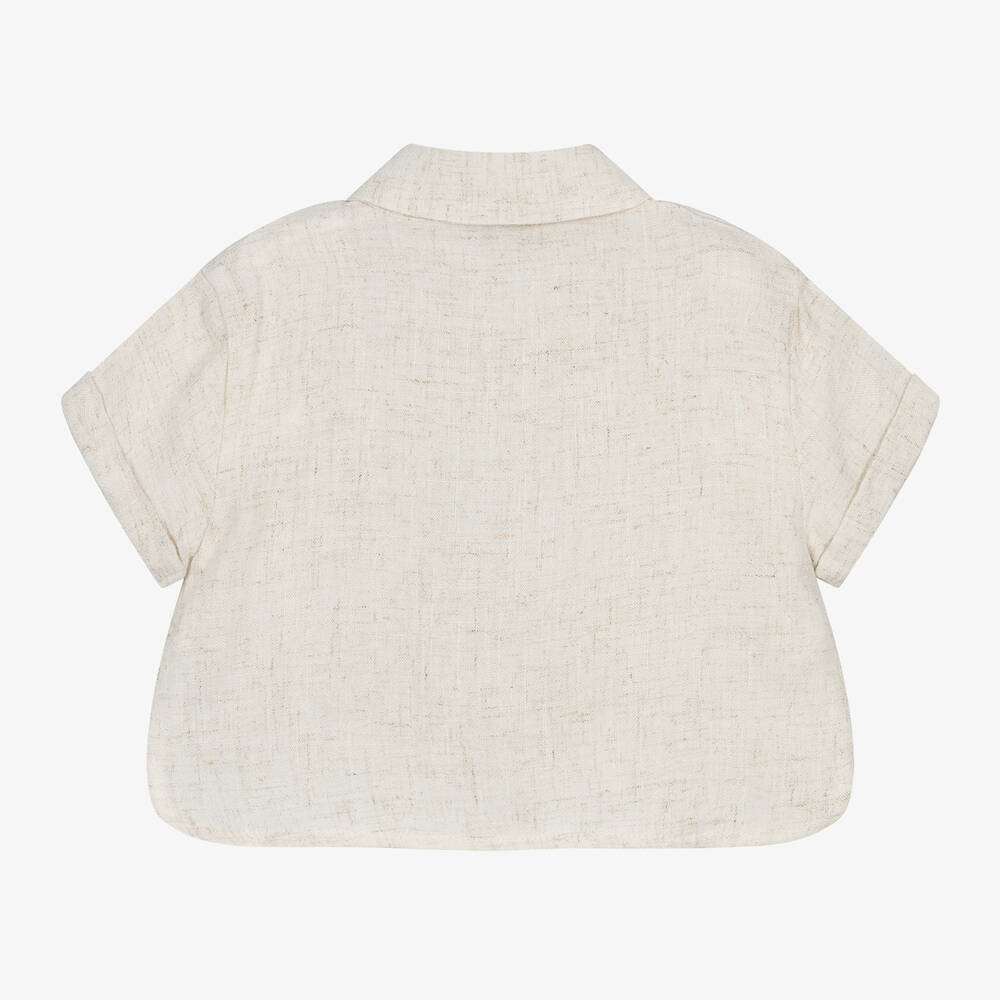 Donsje-Boys Ivory Viscose & Linen Shirt | Childrensalon Outlet