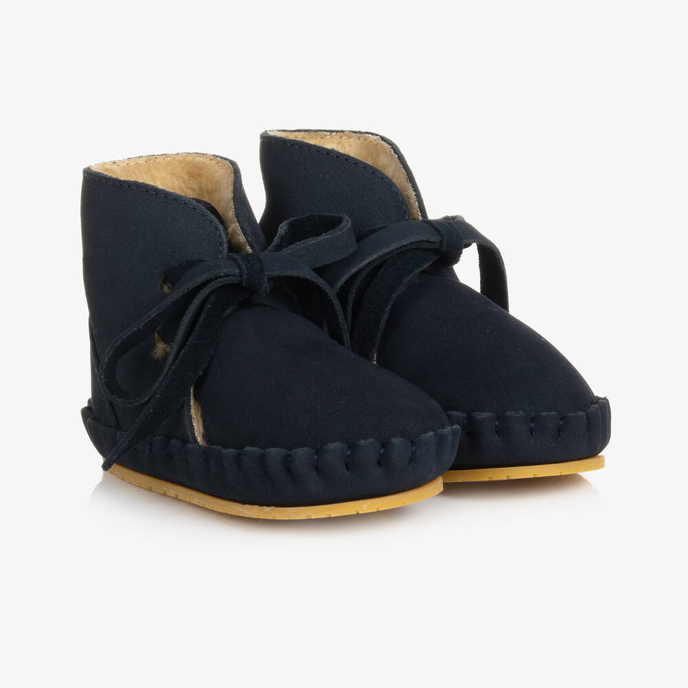 Donsje - Boys Navy Blue Leather Boots | Childrensalon