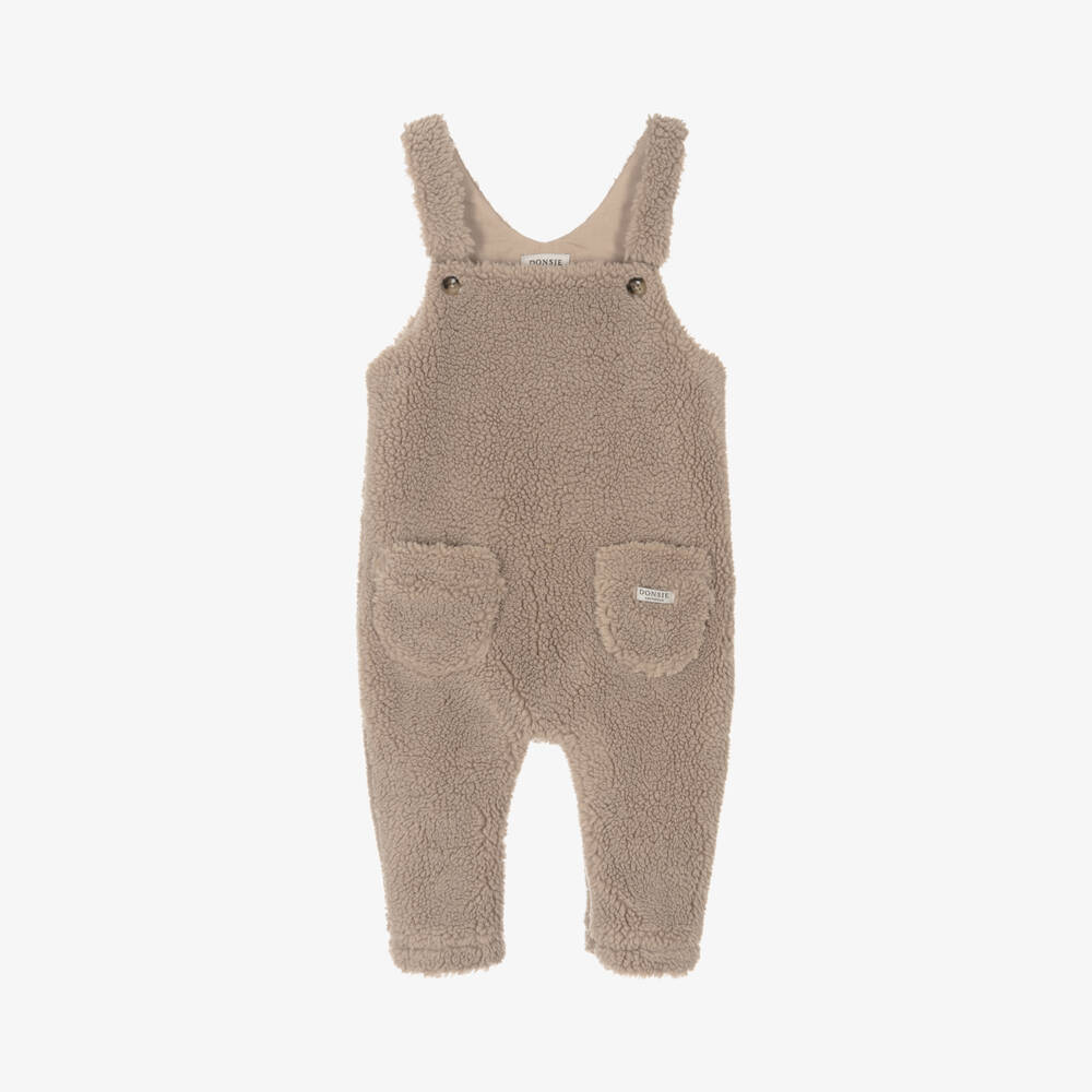 Donsje-Boys Plush Hazelnut Dungarees | Childrensalon Outlet