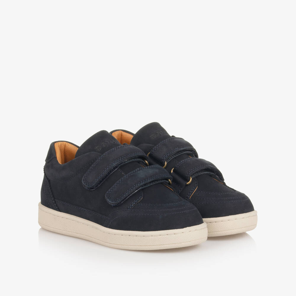 Donsje-Boys Suede Velcro Navy Sneakers | Childrensalon Outlet