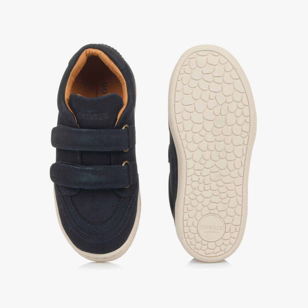 Donsje-Boys Suede Velcro Navy Sneakers | Childrensalon Outlet
