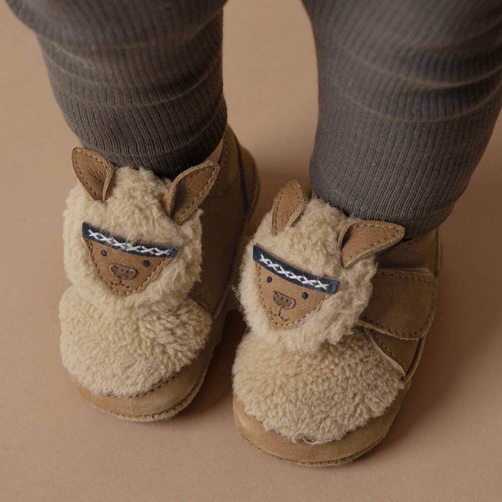 Donsje-Boys Tan Alpaca Early Walkers | Childrensalon Outlet