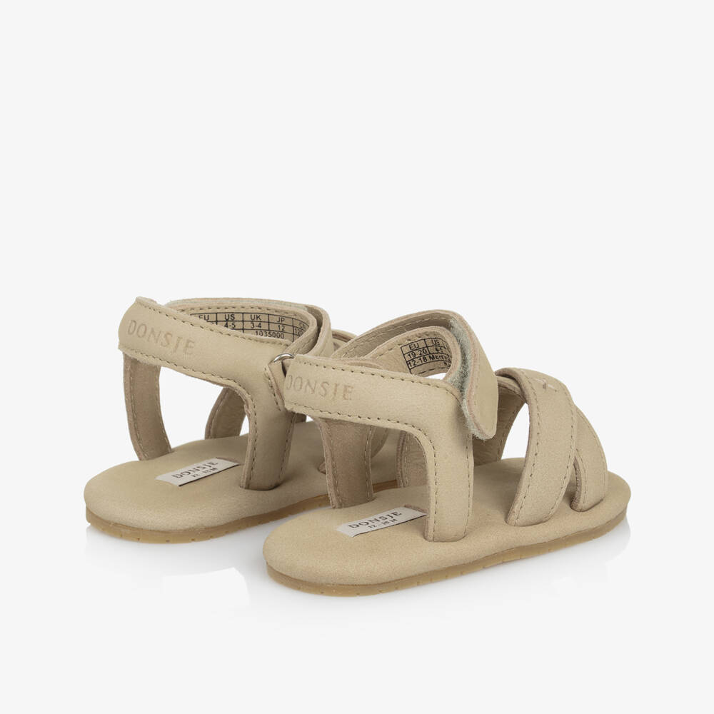 Donsje-Boys Taupe Leather First Steps | Childrensalon Outlet