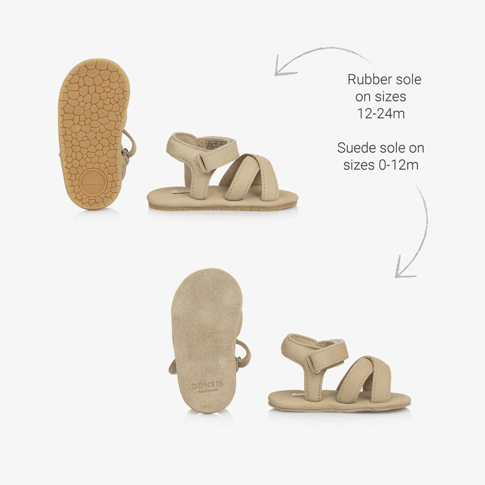 Donsje-Boys Taupe Leather First Steps | Childrensalon Outlet