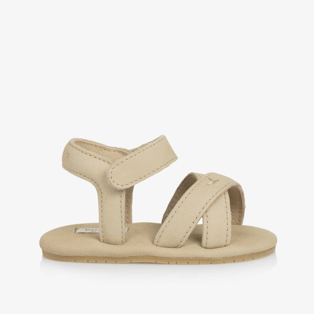 Donsje-Boys Taupe Leather First Steps | Childrensalon Outlet