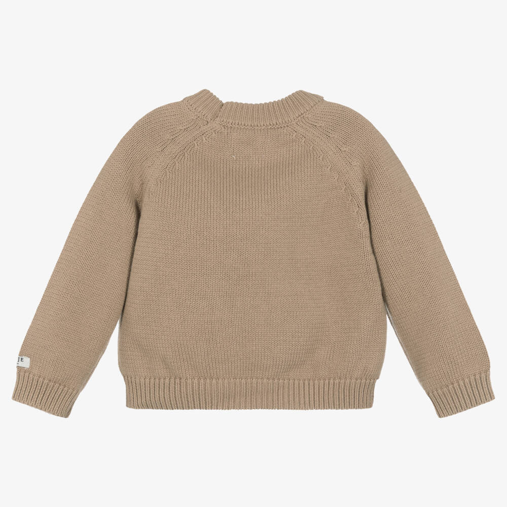 Donsje-Brown Cotton Teddy Bear Sweater | Childrensalon Outlet