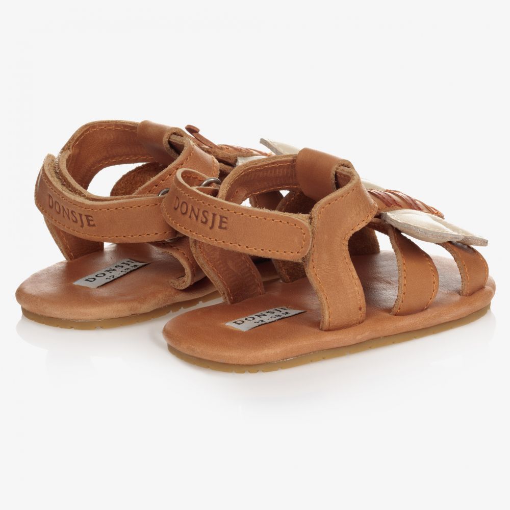 Donsje-Brown Leather Baby Sandals | Childrensalon Outlet