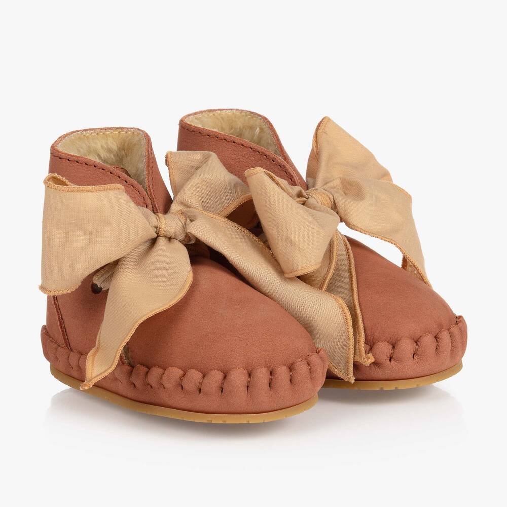 Donsje - حذاء جلد لون بني للمولودات | Childrensalon