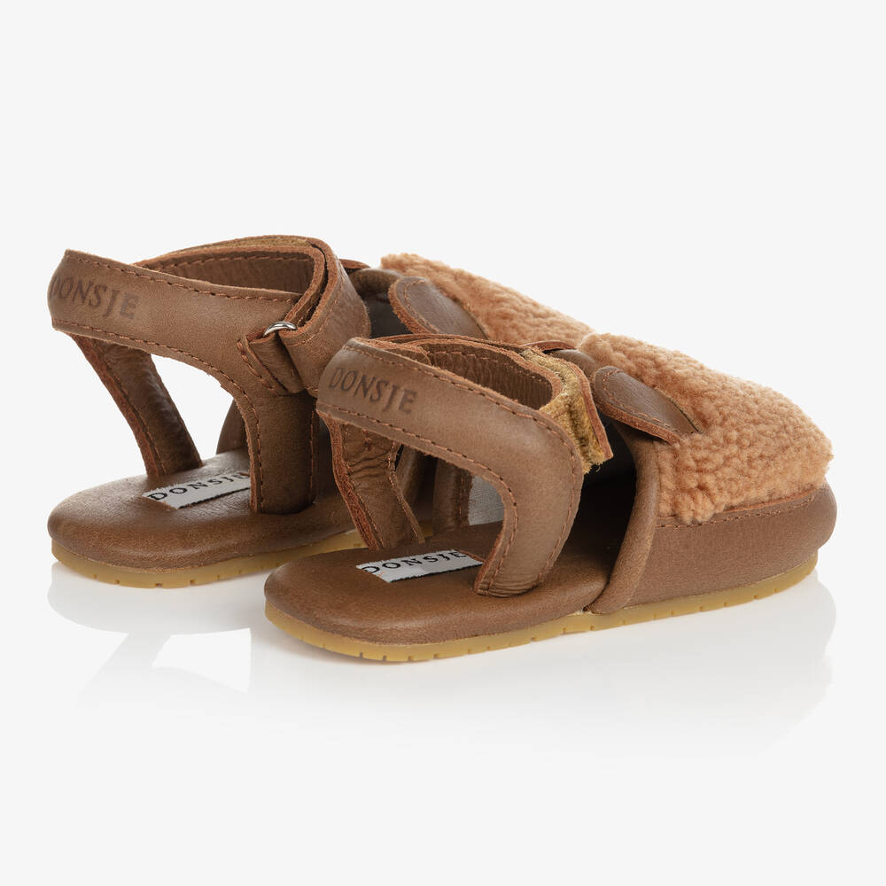Donsje-Коричневые кожаные пинетки Медвежонок | Childrensalon Outlet