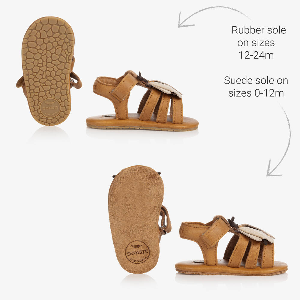 Donsje  レザーサンダル　Bee  24-30m Donsje - Brown Leather Bee Baby Sandals | Childrensalon Outlet