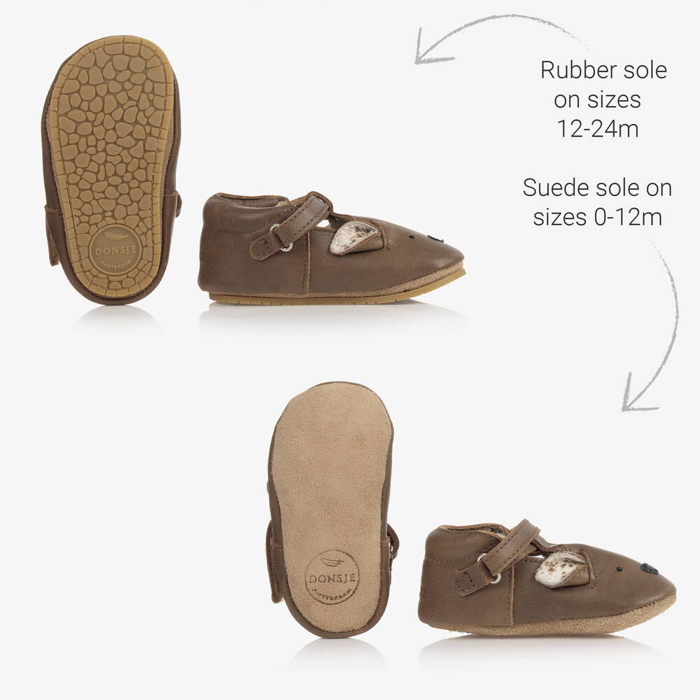 دونسجي-حذاء لمرحلة قبل المشي جلد لون بني للأطفال | Childrensalon Outlet