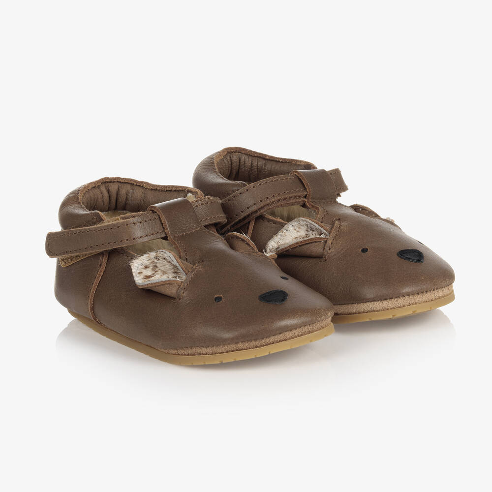 Donsje - حذاء لمرحلة قبل المشي جلد لون بني للأطفال | Childrensalon