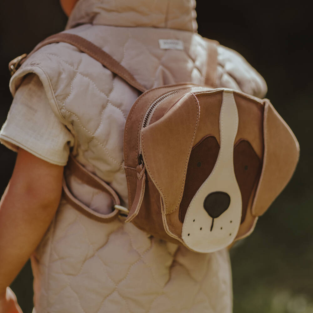 Donsje Brown Leather Dog Backpack 16cm Childrensalon Outlet