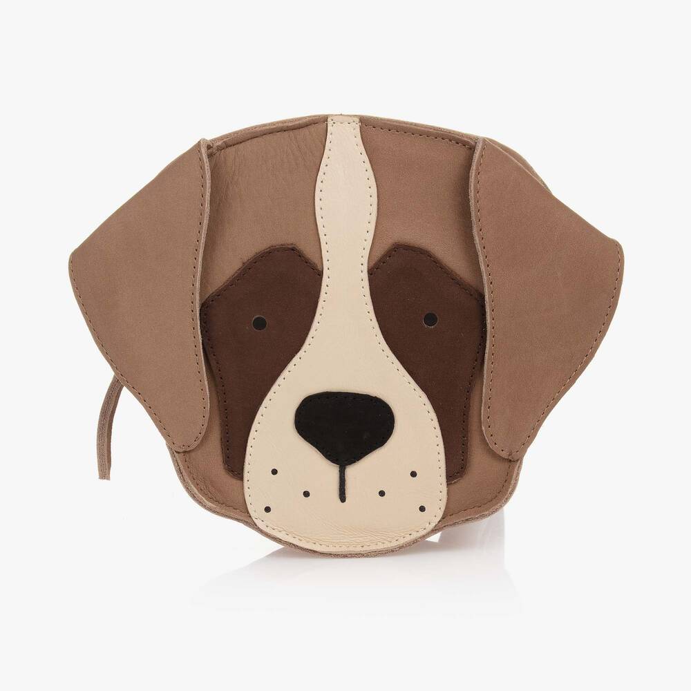 Donsje - Brown Leather Dog Backpack (16cm) | Childrensalon