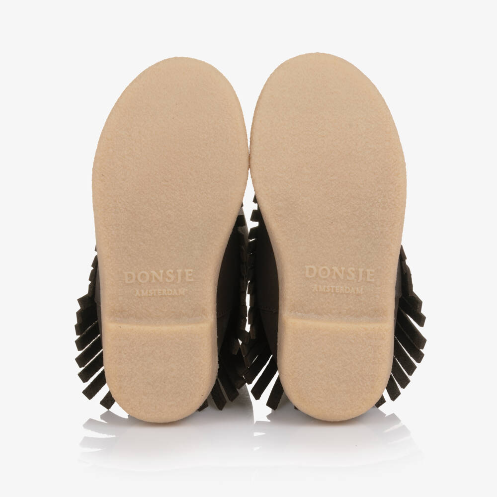 Donsje-Brown Leather Fringe Boots | Childrensalon Outlet