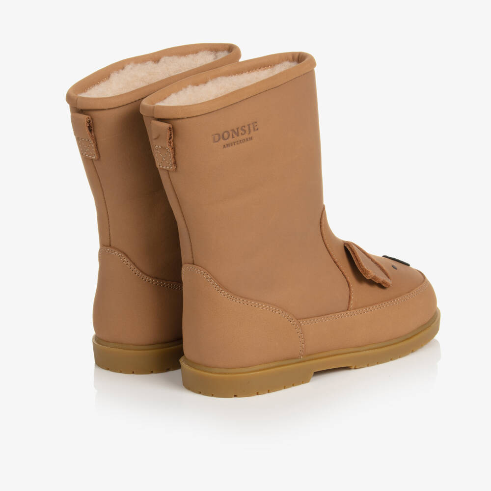 Donsje-Brown Leather Koala Boots | Childrensalon Outlet