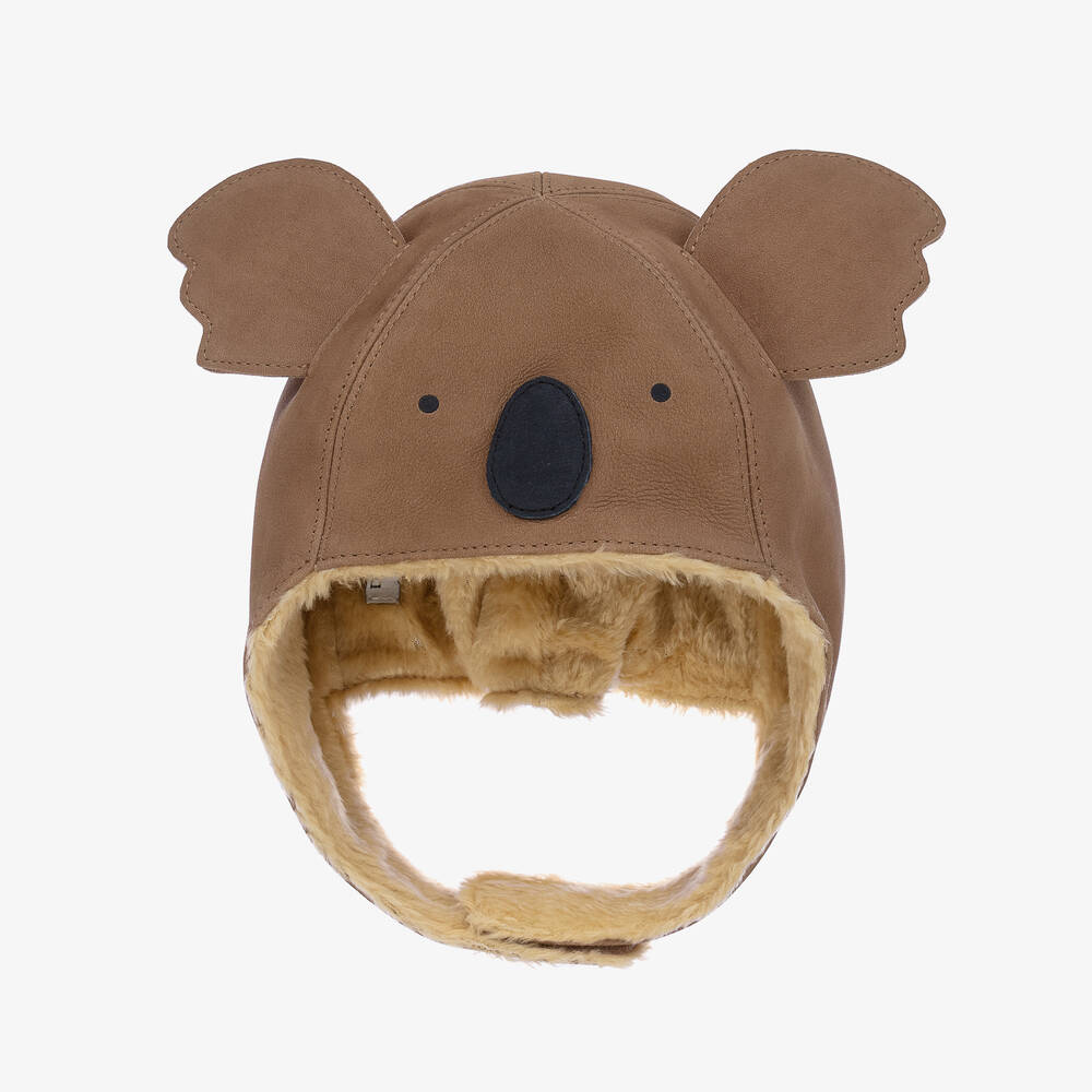 Donsje - Bonnet marron en cuir koala | Childrensalon