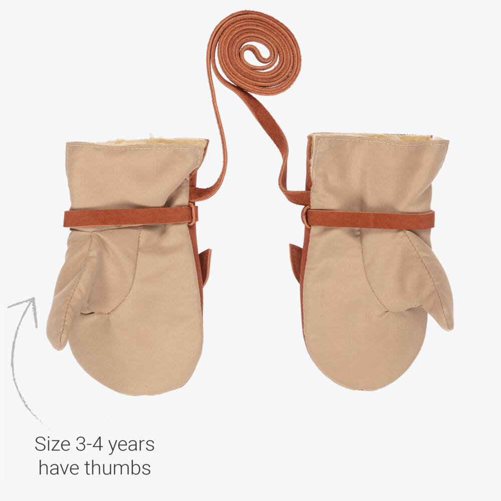دونسجي-قفازات جلد لون بني | Childrensalon Outlet