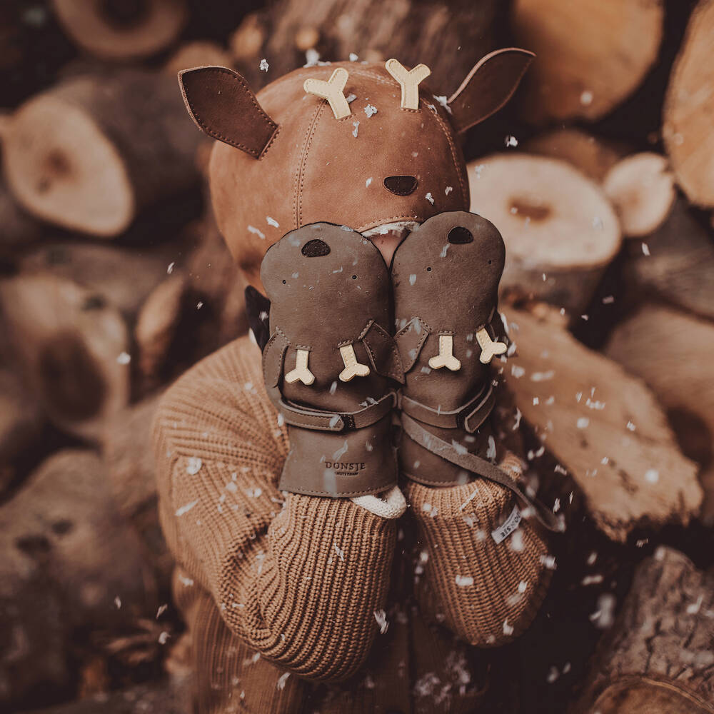 دونسجي-قفازات شكل رنة جلد لون بني | Childrensalon Outlet