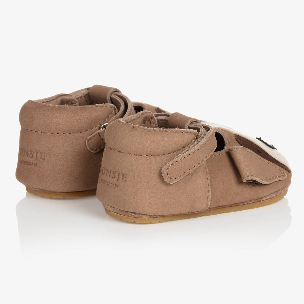Donsje-Коричневые кожаные пинетки Сенбернар | Childrensalon Outlet