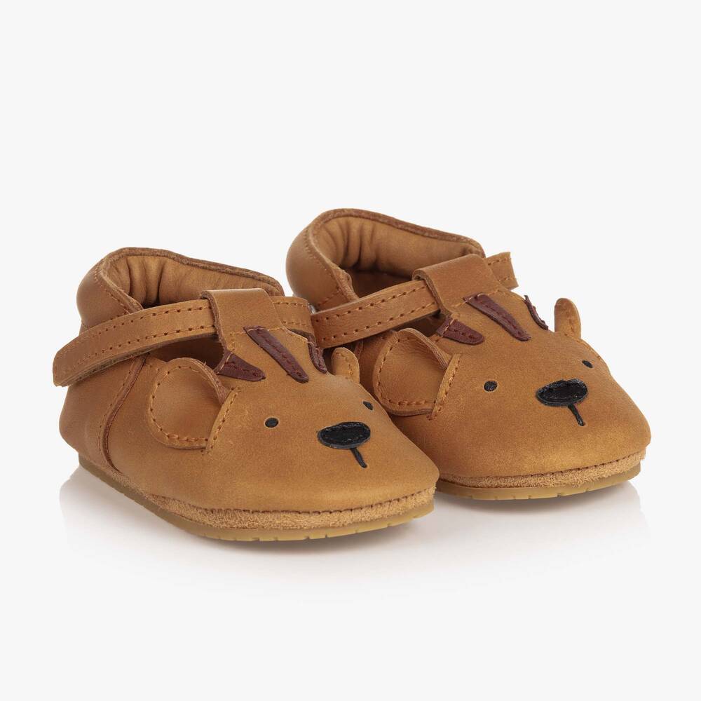 Donsje - Brown Leather Tiger Baby Shoes | Childrensalon