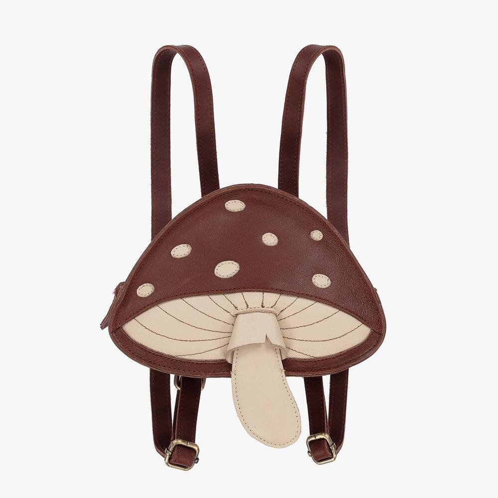 Donsje - Brown Leather Toadstool Backpack (17.5cm) | Childrensalon