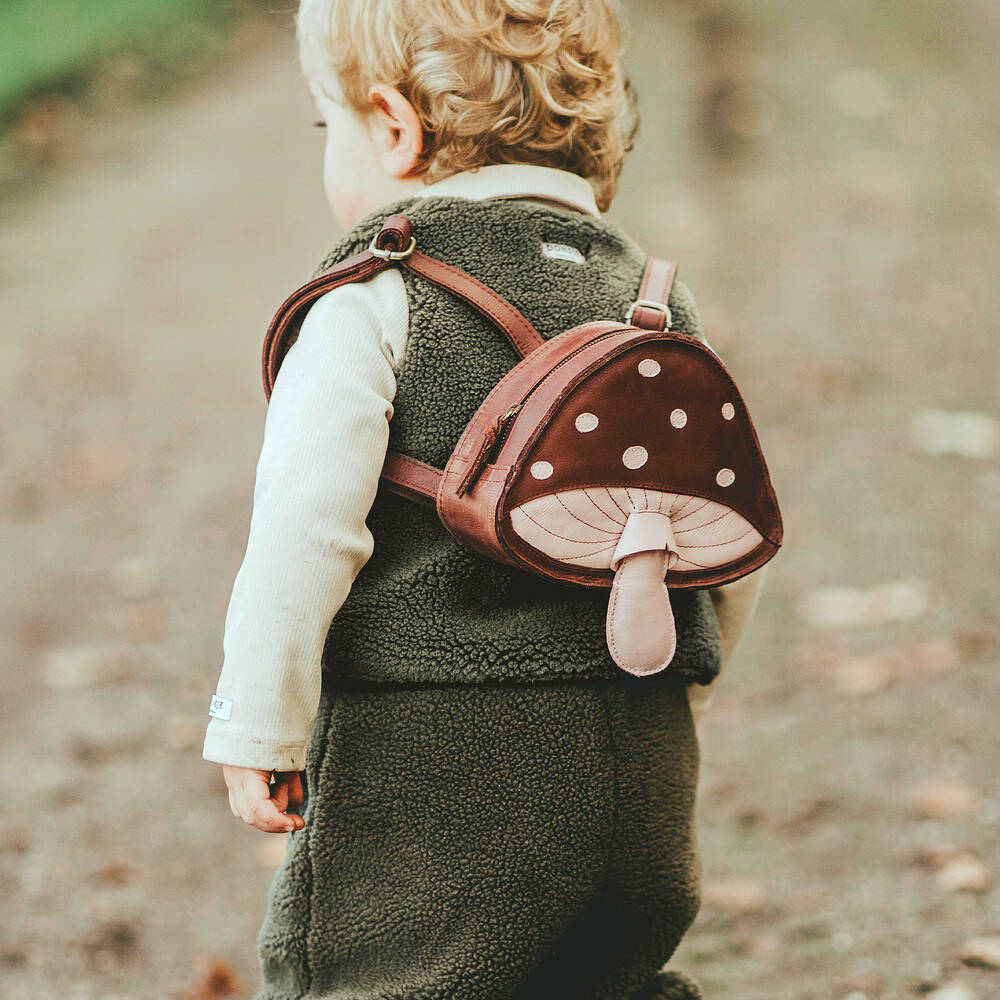 Donsje-Brown Leather Toadstool Backpack (17.5cm) | Childrensalon Outlet