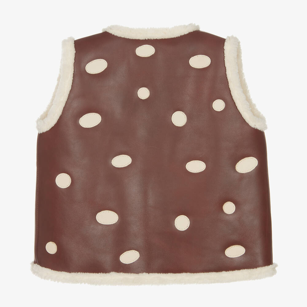 Donsje-Brown Leather Toadstool Gilet | Childrensalon Outlet