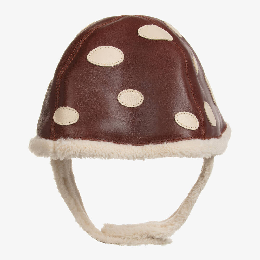 Donsje - Bonnet champignon marron en cuir | Childrensalon