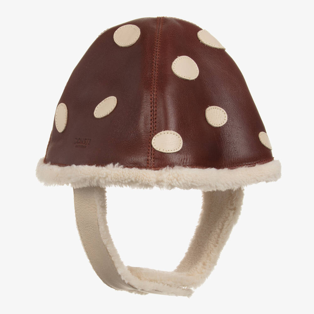 Donsje-Brown Leather Toadstool Hat | Childrensalon Outlet
