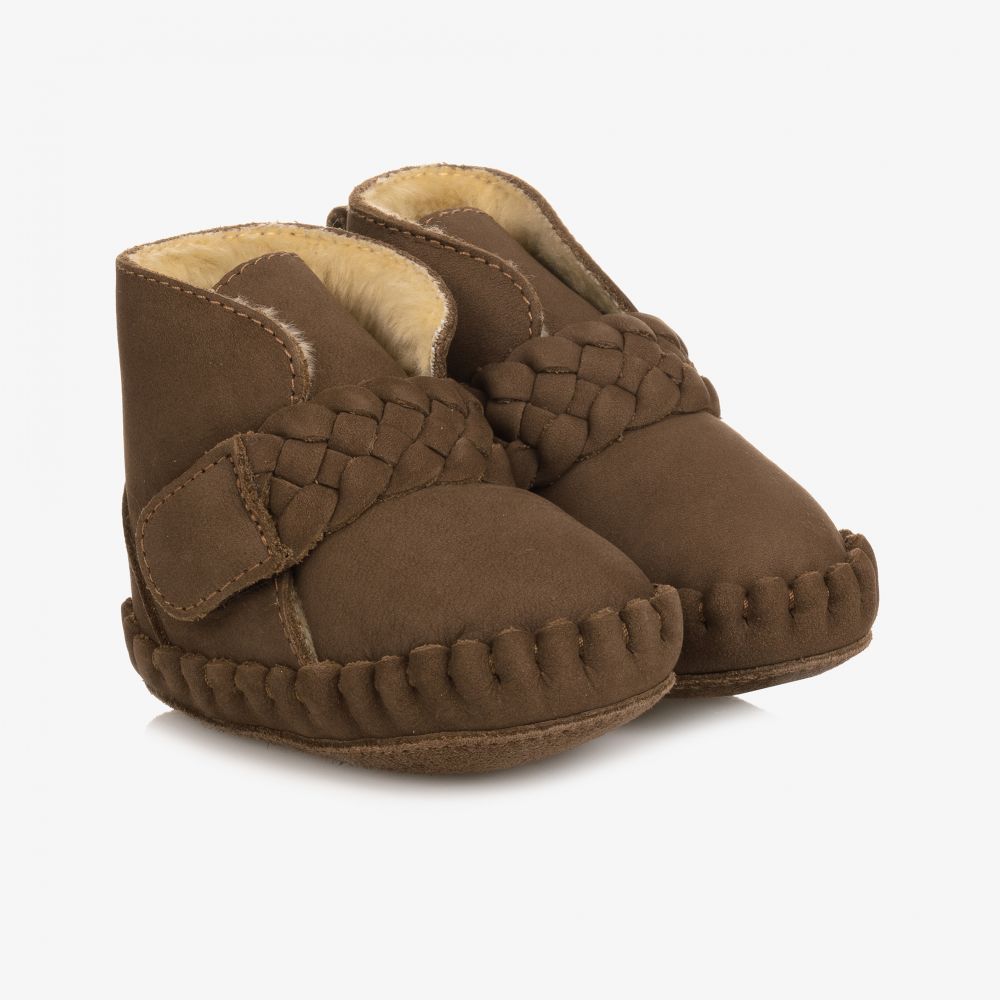 Donsje - Bottines marron en cuir tressé | Childrensalon