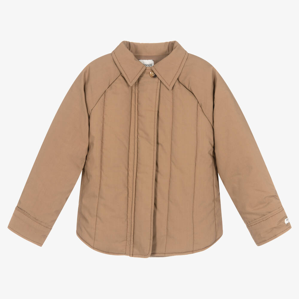 Donsje - Brown Quilted Cotton Jacket | Childrensalon