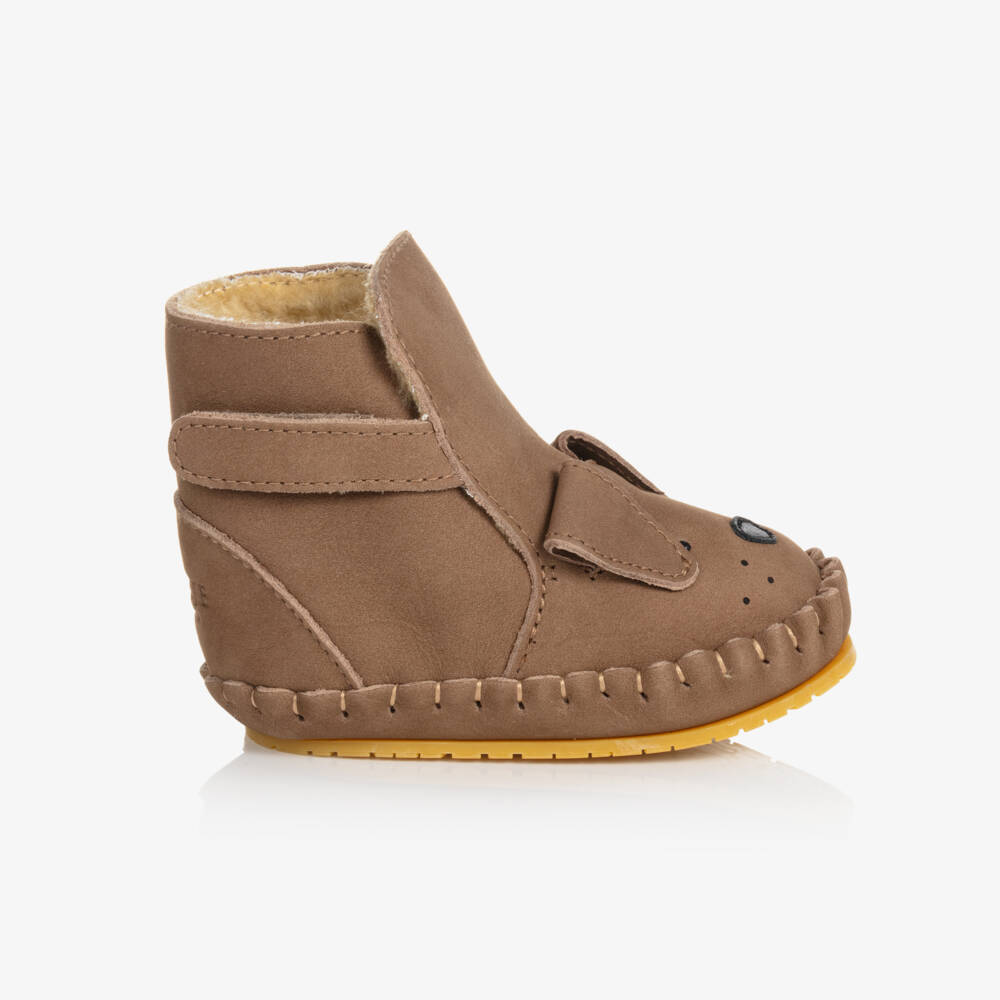 Donsje-Brown Suede Leather Pre-Walkers | Childrensalon Outlet