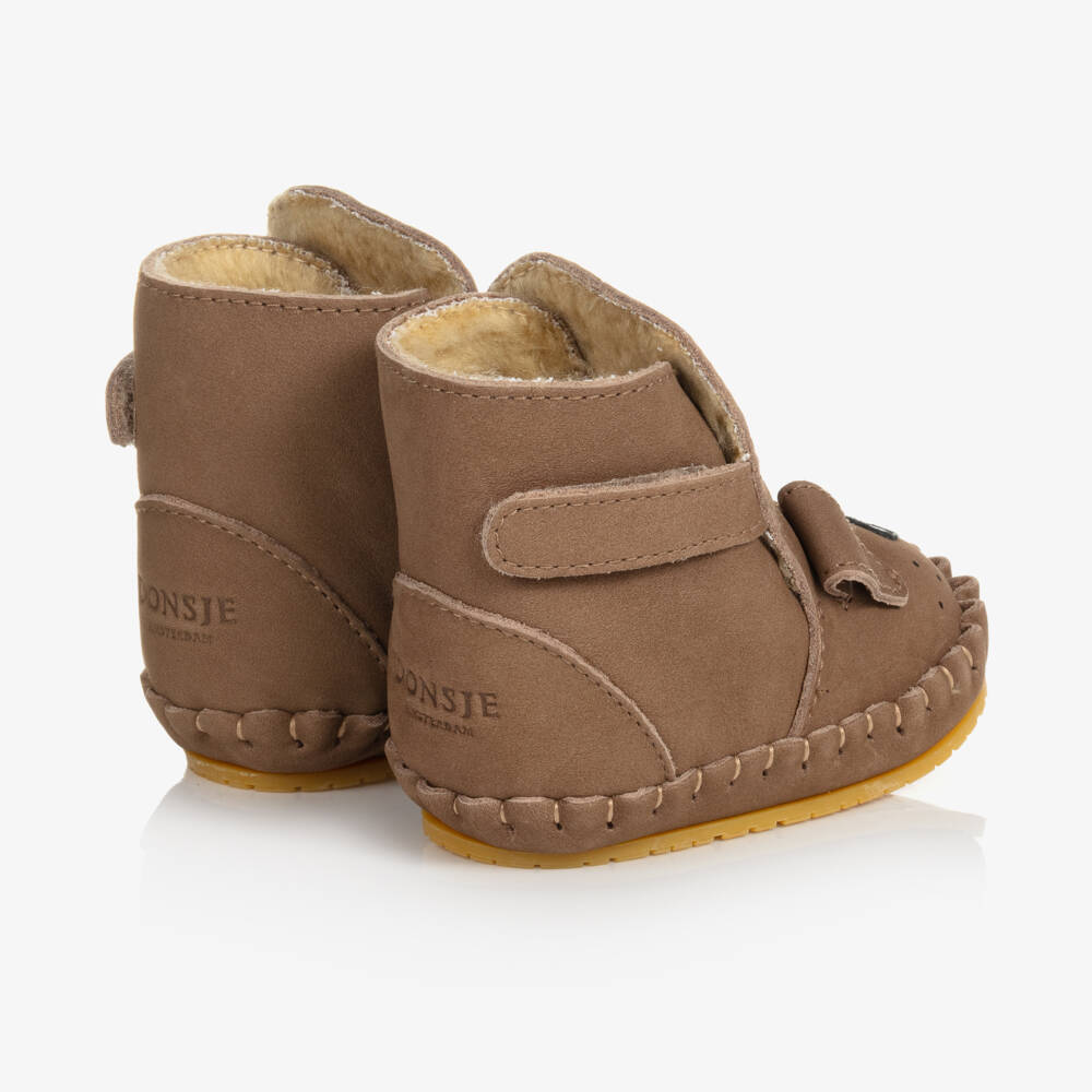Donsje-Brown Suede Leather Pre-Walkers | Childrensalon Outlet