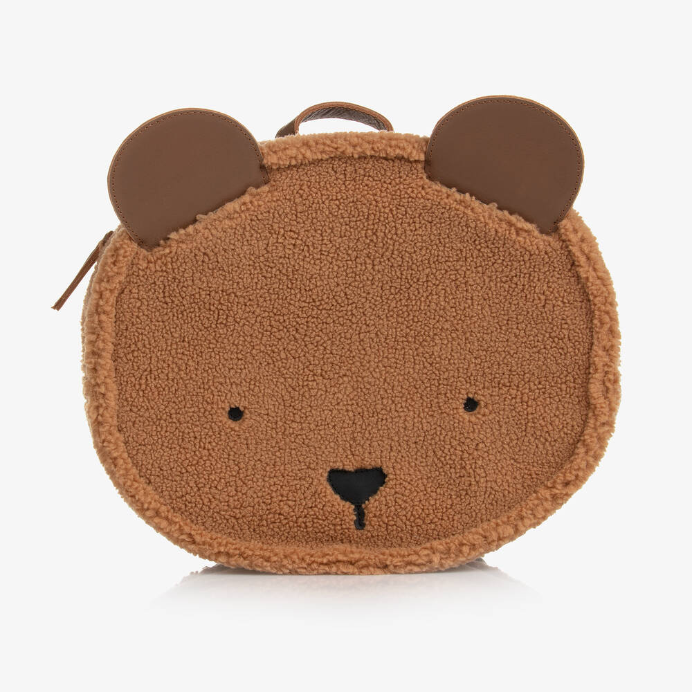Donsje - Brown Teddy Fleece Backpack (27cm) | Childrensalon