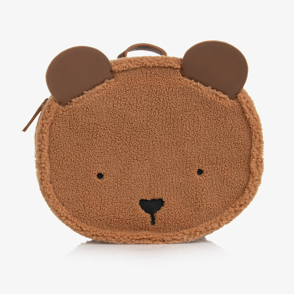 Donsje - Brauner Teddy-Fleece-Rucksack 27 cm | Childrensalon