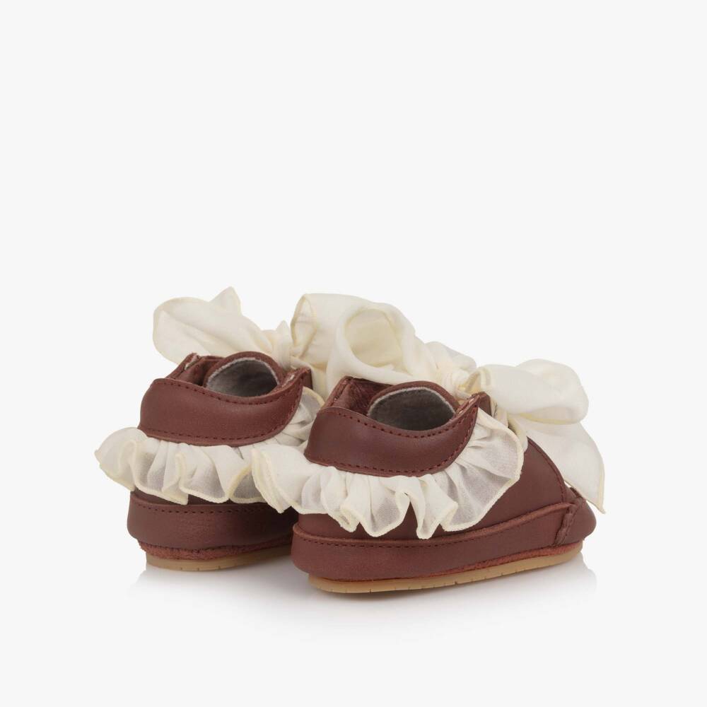 Donsje-Burgandy Bow Pre Walkers | Childrensalon Outlet
