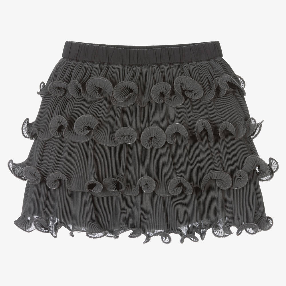 Donsje - Dark Grey Pleated Crêpe Skirt | Childrensalon