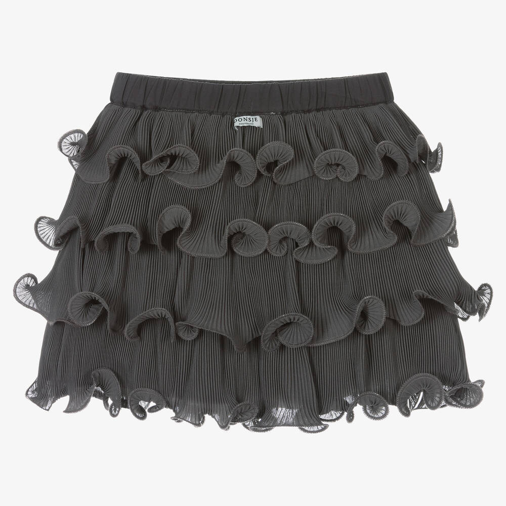 Donsje Dark Grey Pleated Cr pe Skirt Childrensalon Outlet