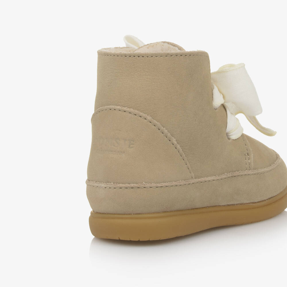 Donsje-Girls Beige Bow Walking Shoes | Childrensalon Outlet