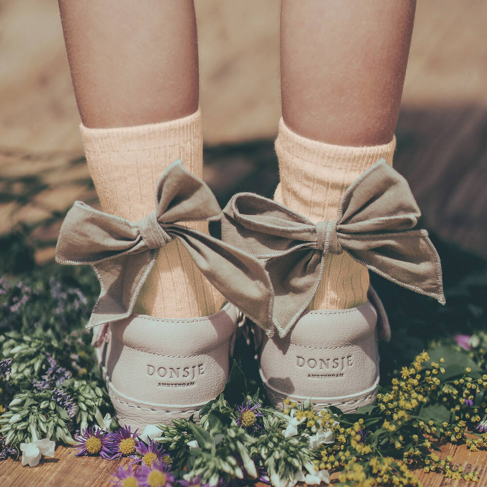 Donsje-جوارب مزيج قطن محبوك لون بيج وبني للبنات | Childrensalon Outlet