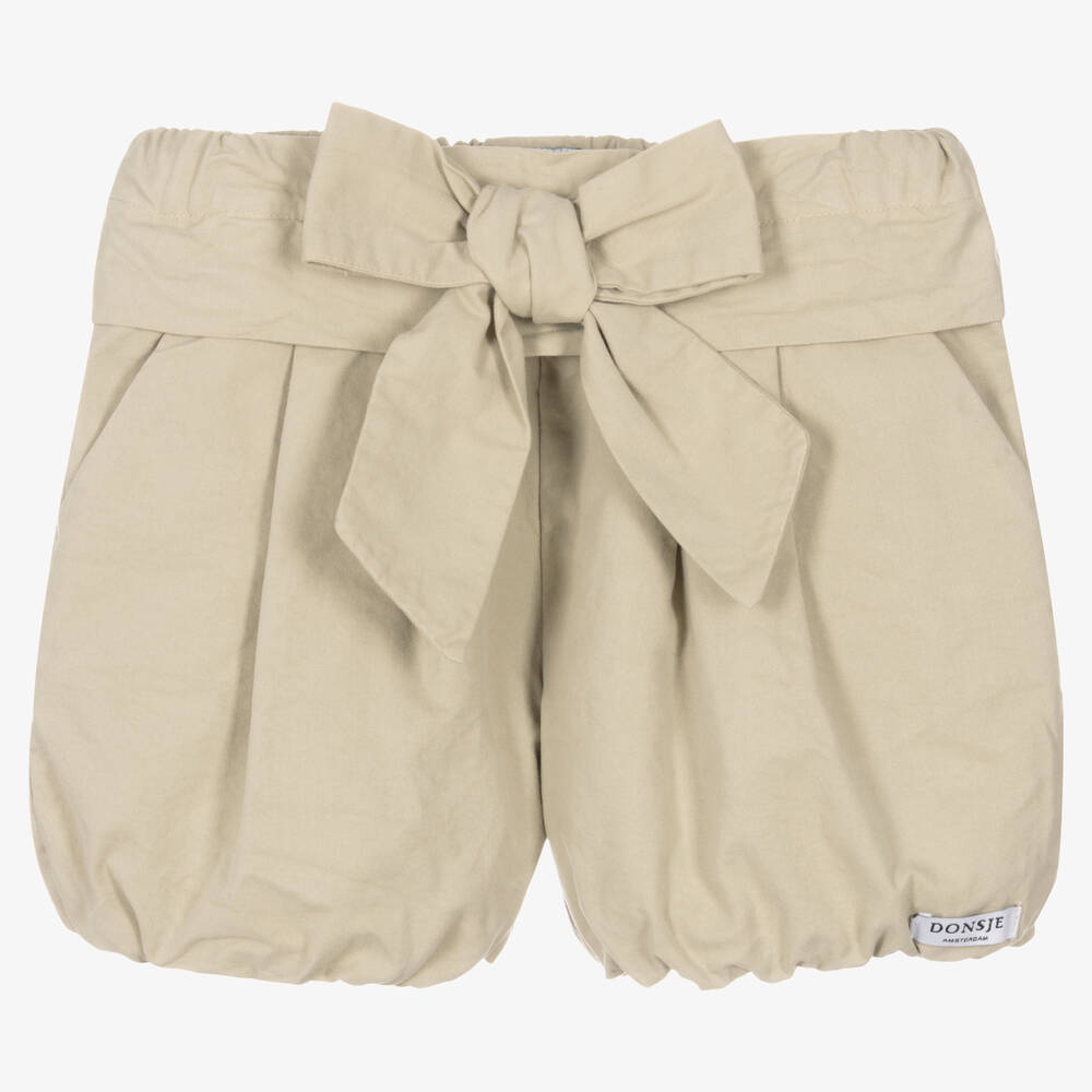 Donsje - Girls Beige Cotton Shorts | Childrensalon