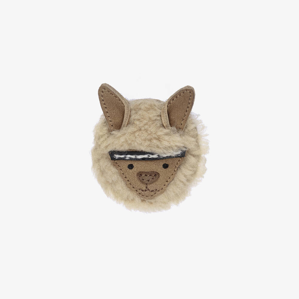 Donsje-Girls Beige Faux Fur Alpaca Hair Elastic (5cm) | Childrensalon Outlet