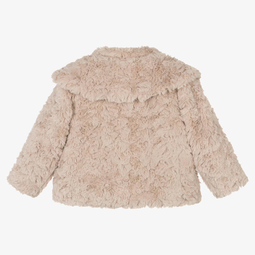 دونسجي-جاكيت فرو صناعي لون بيج للبنات | Childrensalon Outlet