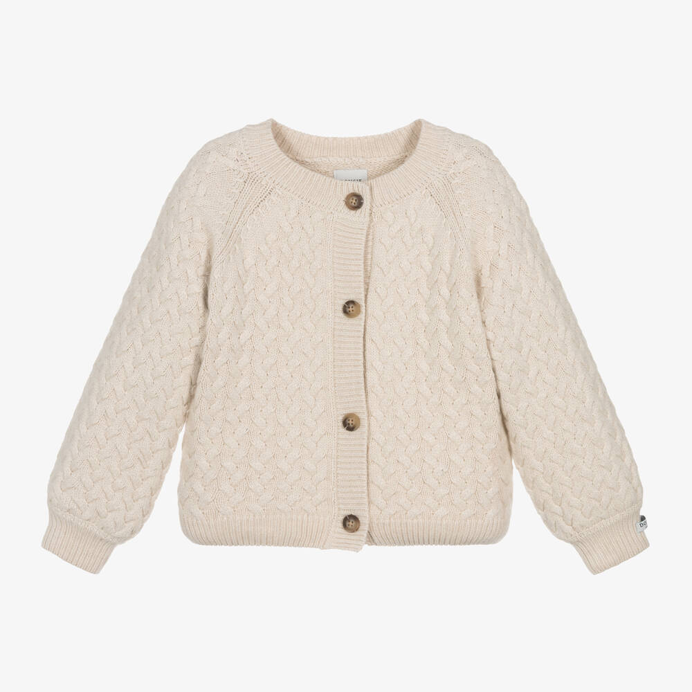 Girls Beige Knitted Cardigan
